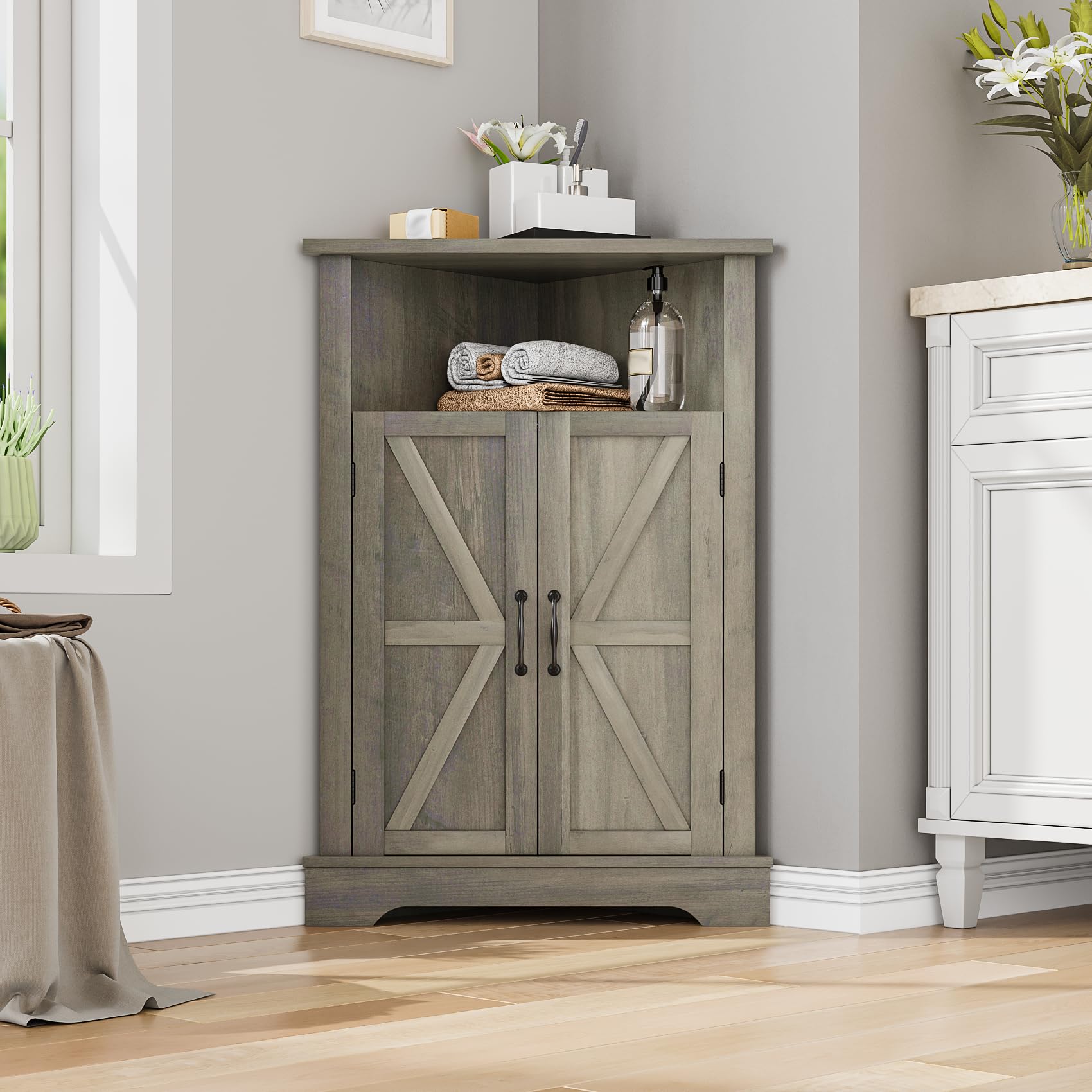 mikiroomページ Amazon.com: Mino Kesper Bathroom Corner Cabinet, Farmhouse