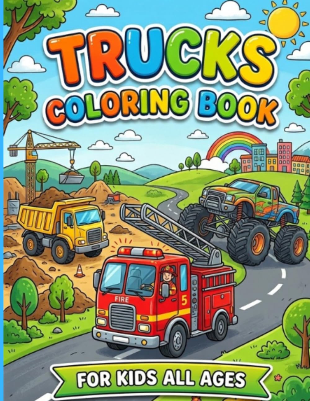 TRUCKS COLORING BOOK: 60 Amazing Trucks to Color for Boys and Girls of all ages, Big and Easy Coloring Pages Featuring Monster Trucks, Fire Trucks, Dump Trucks, and More!