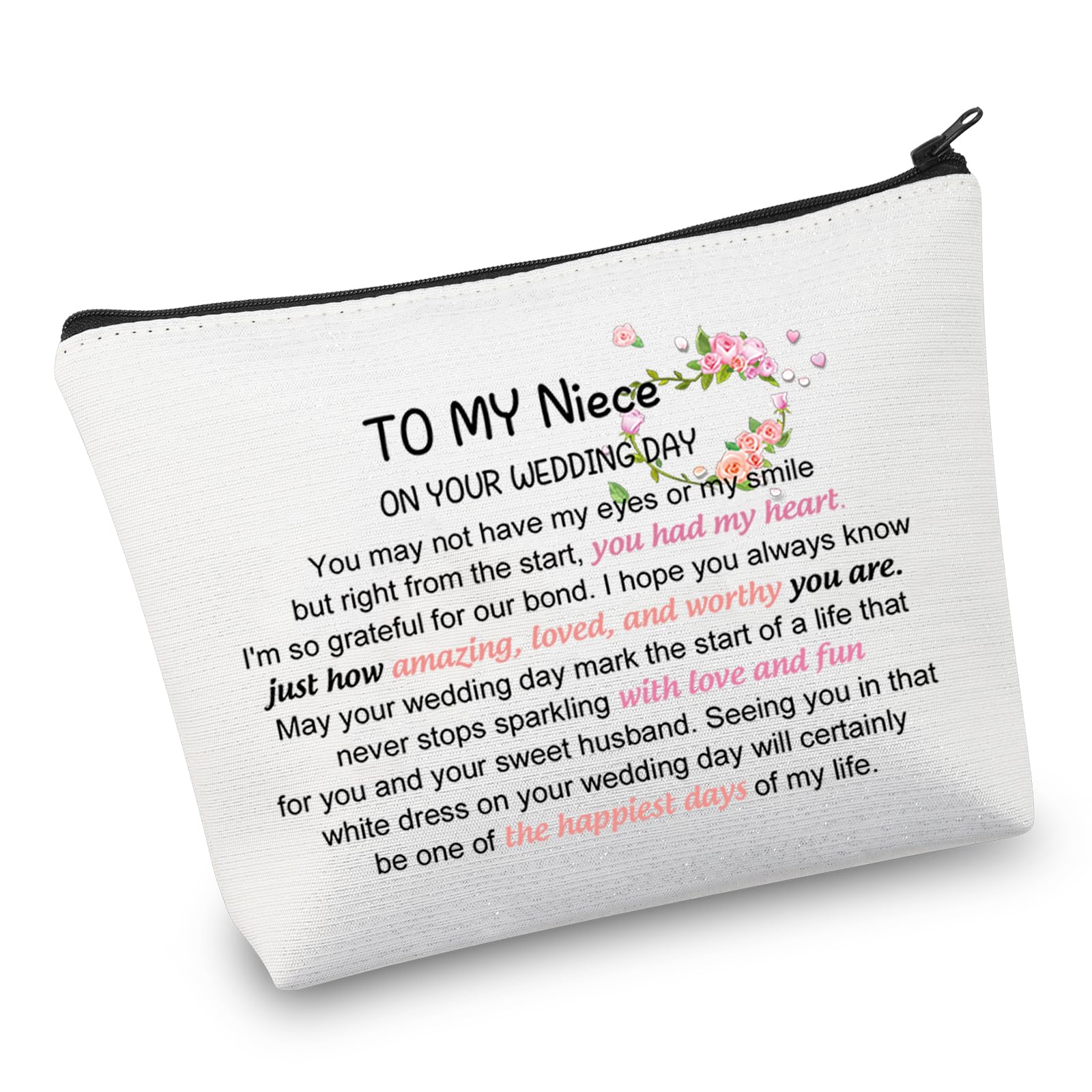 VAMSII Niece Wedding Gift Niece Cosmetic Bag To My Niece On Her Wedding Day Gift Bridal Shower Gift for Niece Bride Gift (wedding bag)