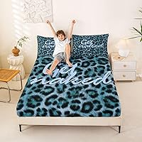 Vista 16 de Feelyou Leopard Print Lips Fitted Sheet Twin Size for Kids Boys Girls Cheetah Print Bed Sheets Set 16" Deep Pocket Soft Breathable Microfiber