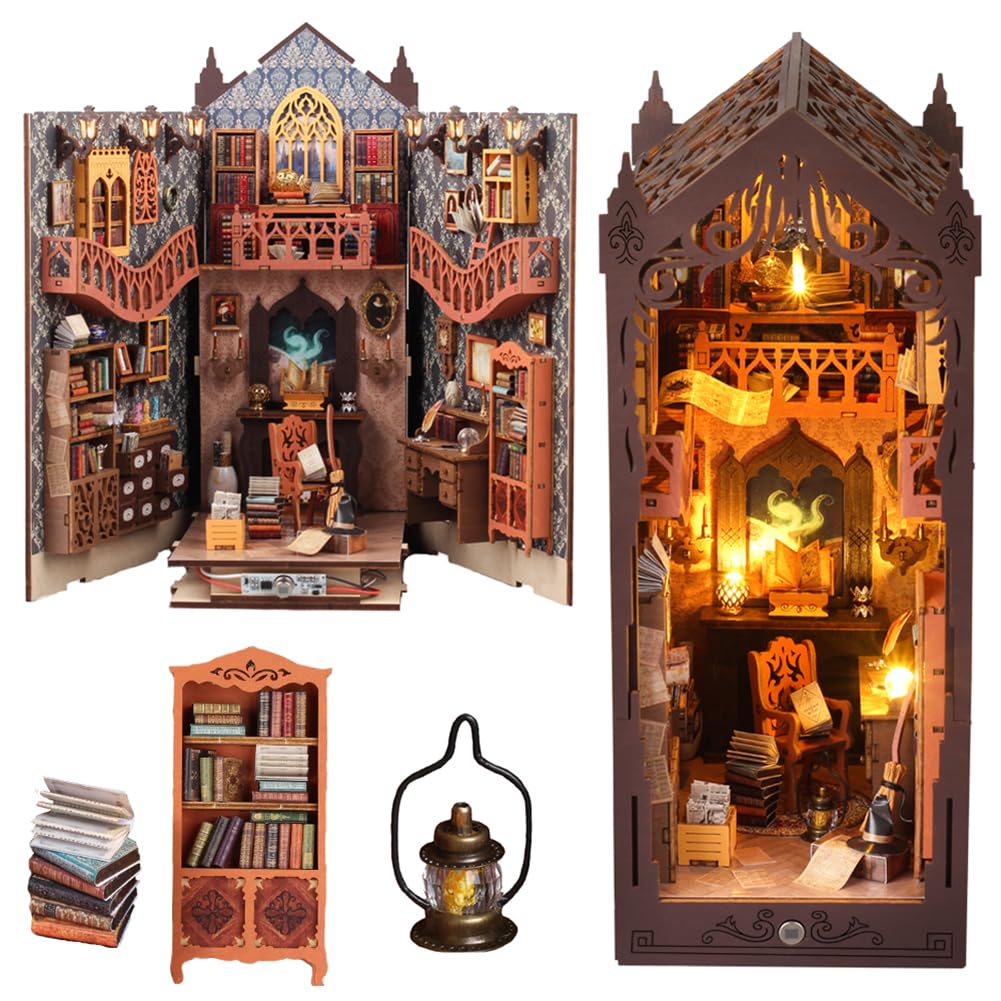 Book Nook Kit DIY Kirche - Miniatur Haus Mit LED Licht Als Buchstütze
