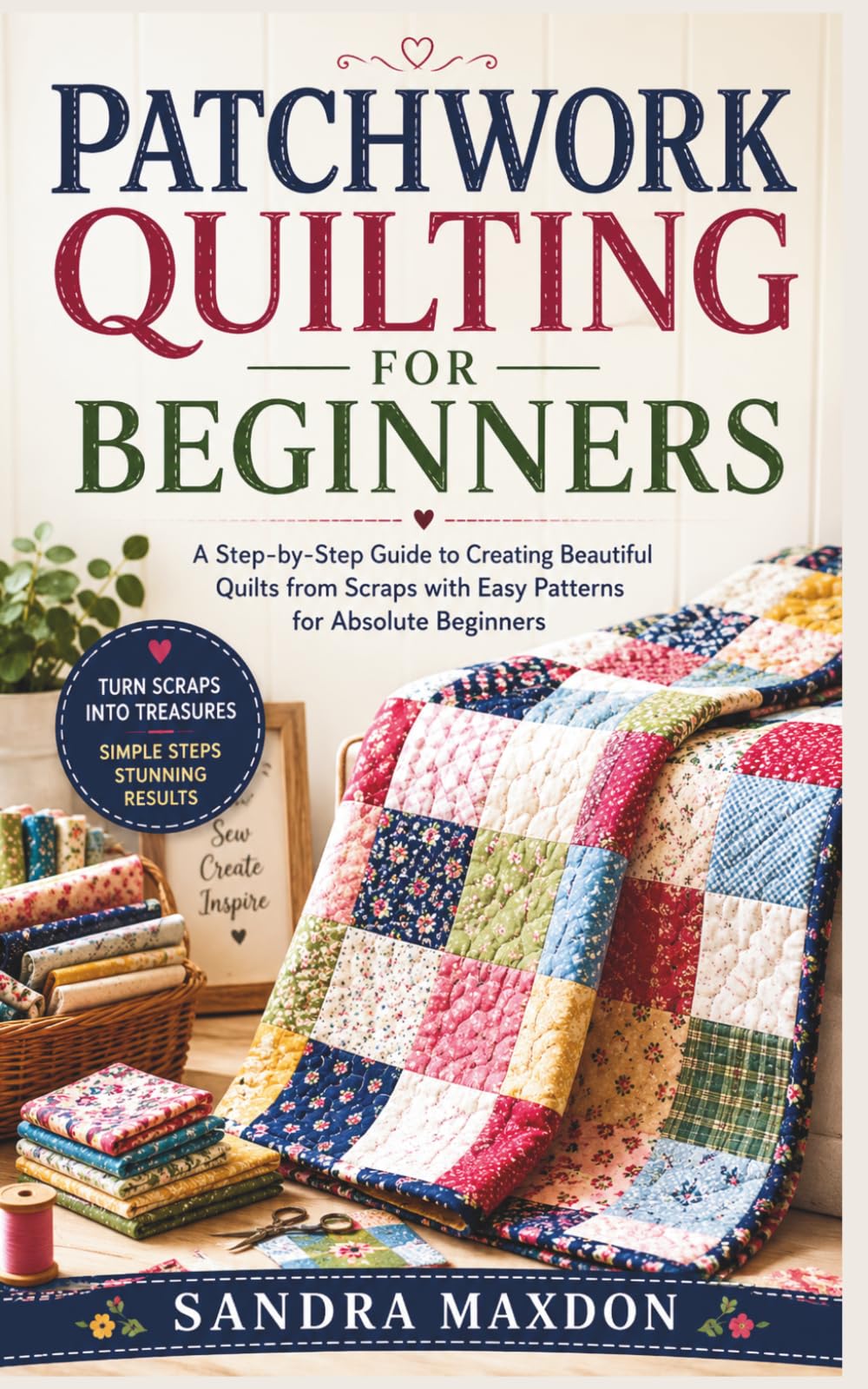 PATCHWORK QUILTING FOR BEGINNERS: A Step-by-Step Guide to Creating Beautiful Quilts from Scraps with Easy Patterns for Absolute Beginners