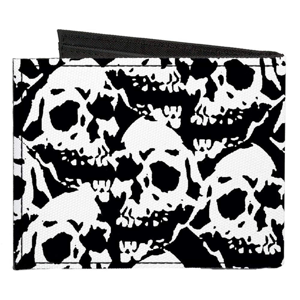 Buckle-Down Men's Standard Canvas Bifold Wallet Skulls, 4.0