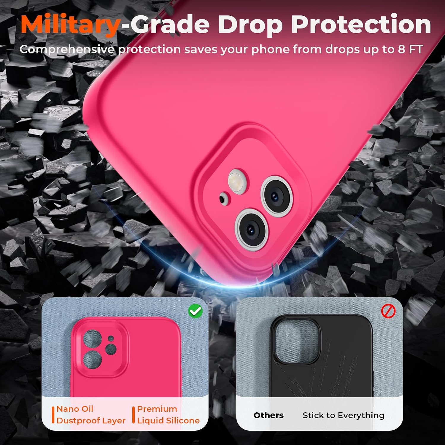  Designed for iPhone 11 Case,Premium Liquid Silicone with [Soft Anti-Scratch Microfiber Lining][Upgraded Camera Protection] Slim Shockproof Protective Phone Case for Men Women Girls,Hot Pink thumbnail