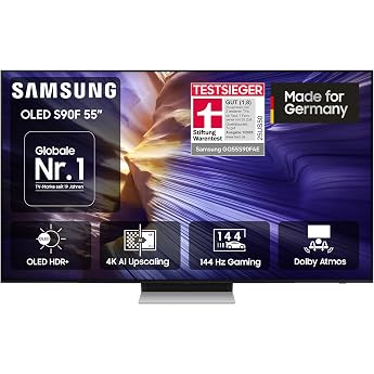 Samsung OLED 4K S90F 55 Inch UHD TV, Optimised for Football and Gaming, NQ4 AI Gen3 Processor, OLED HDR+, 4K Upscaling Pro, D