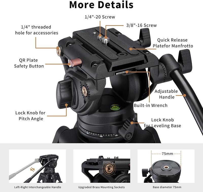 Cayer BV30 alumínium videó tripod 360° folyadék fejjel, DSLR kamerához