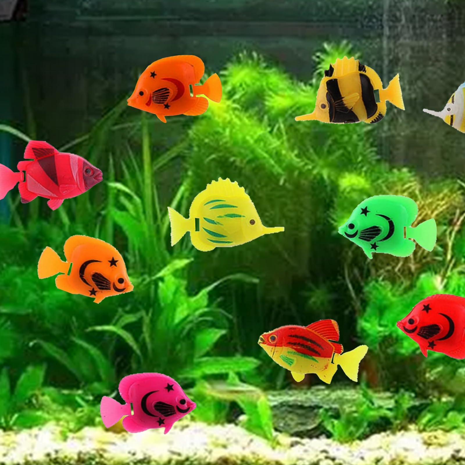 20 Pièces Poissons Artificiels en Plastique pour Aquarium, Ornement Réaliste, Faveurs de Fête Thème Marin