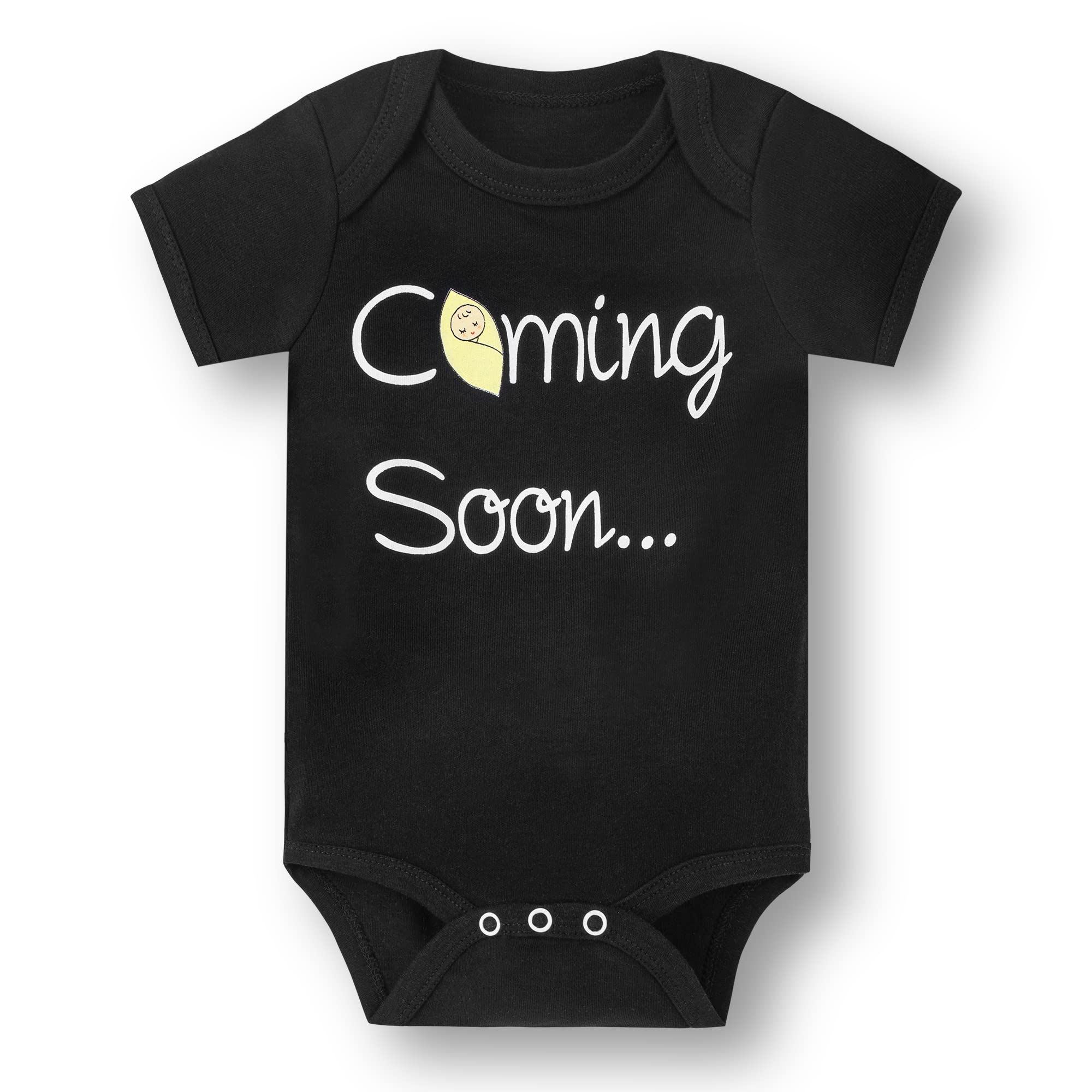 BKD Baby Shower Gifts Hello World Onesie Outfit with Wooden Card Organic Coming Soon Onesie For Newborn Infant Babies