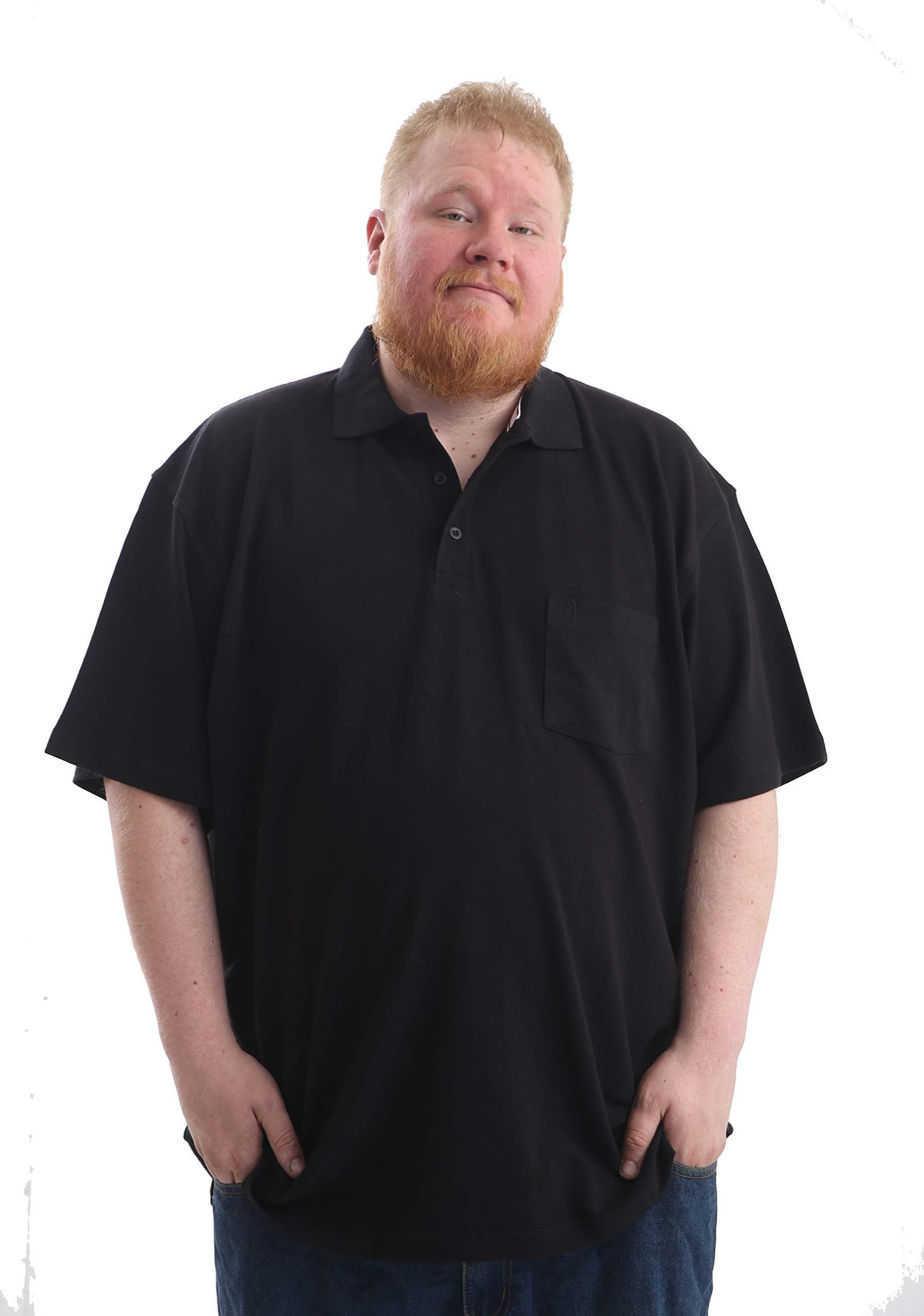 Big and Tall Size Plain Polo with Chest Pocket Cotton Rich T-Shirt Top Large Size Fit