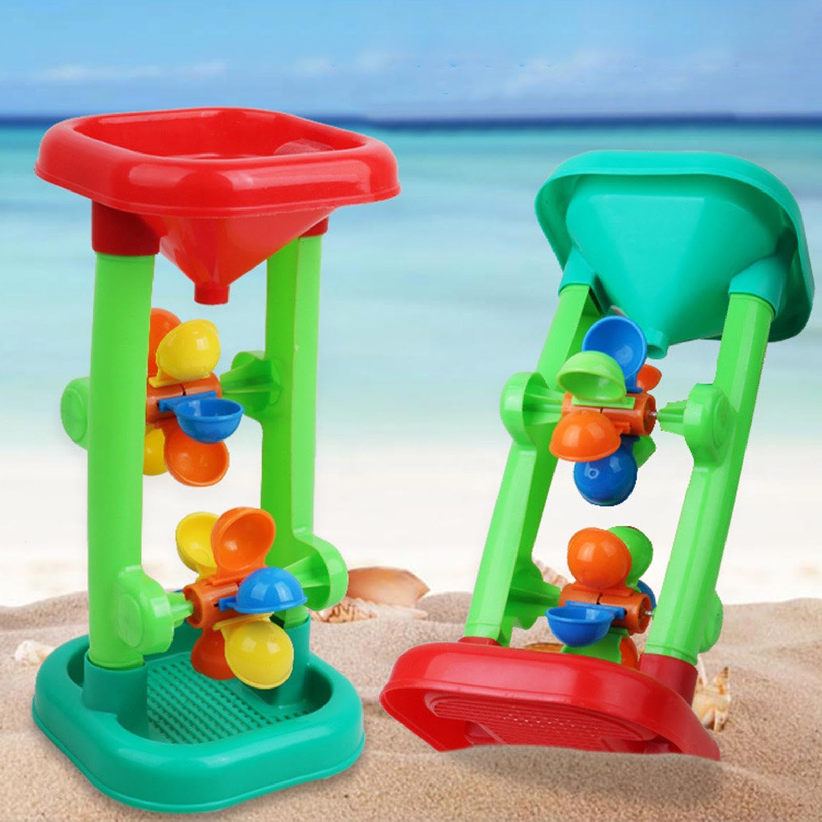 2pc Sand Water Wheel Toy, Outdoor Summer Swimming Pool Sandbox Games, Sand Water Wheel Funnel Beach, Fun Rotating Motion Spin, For Boys And Girls Outdoor Activities Games Swimming Outside Entertainmen
