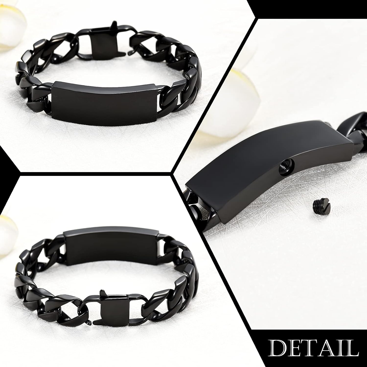 constantlife Cremation Bracelet for Ashes for Men - Stainless Steel Cuban Link Urn Bracelet Keepsake Ash Holder Cremation Memorial Jewelry