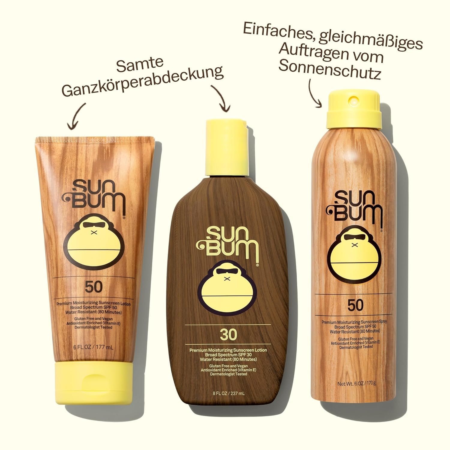 Sun Bum Original SPF Sonnenschutz-Bodylotion – Breitband-Sonnenschutz mit Vitamin E – Vegan – Hawaii Act 104 konform – Ohne Oxybenzon & Octinoxat – 177 ml - SPF 50