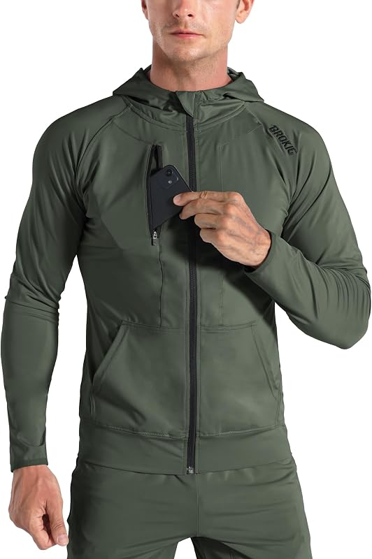campera cortavientos para correr para hombre con capucha y cremallera