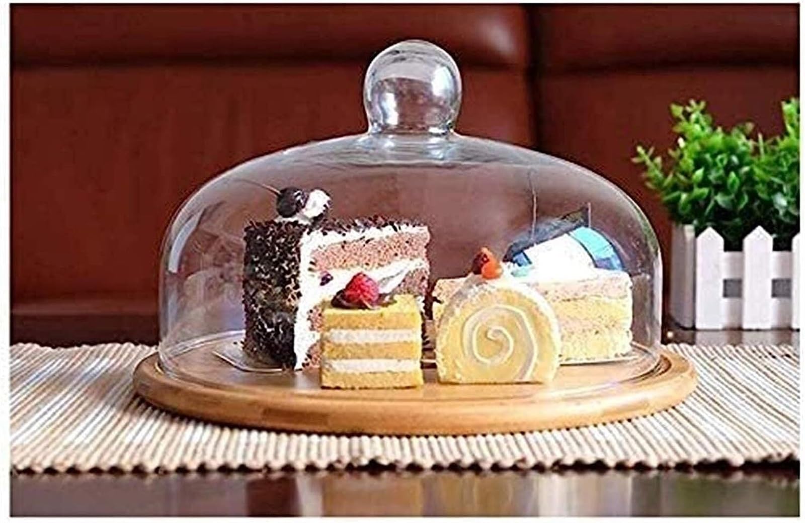 TYUHDUYUR Cake Stand Household Cake Stand Set Cake Box Restaurant Cheese Dessert Dome Cake Shop Dessert Tray Wooden Plate Decorative Storage(25.5 * 25.5 * 15.5CM) (One Color 25.5 * 25.5 * 15.5CM)