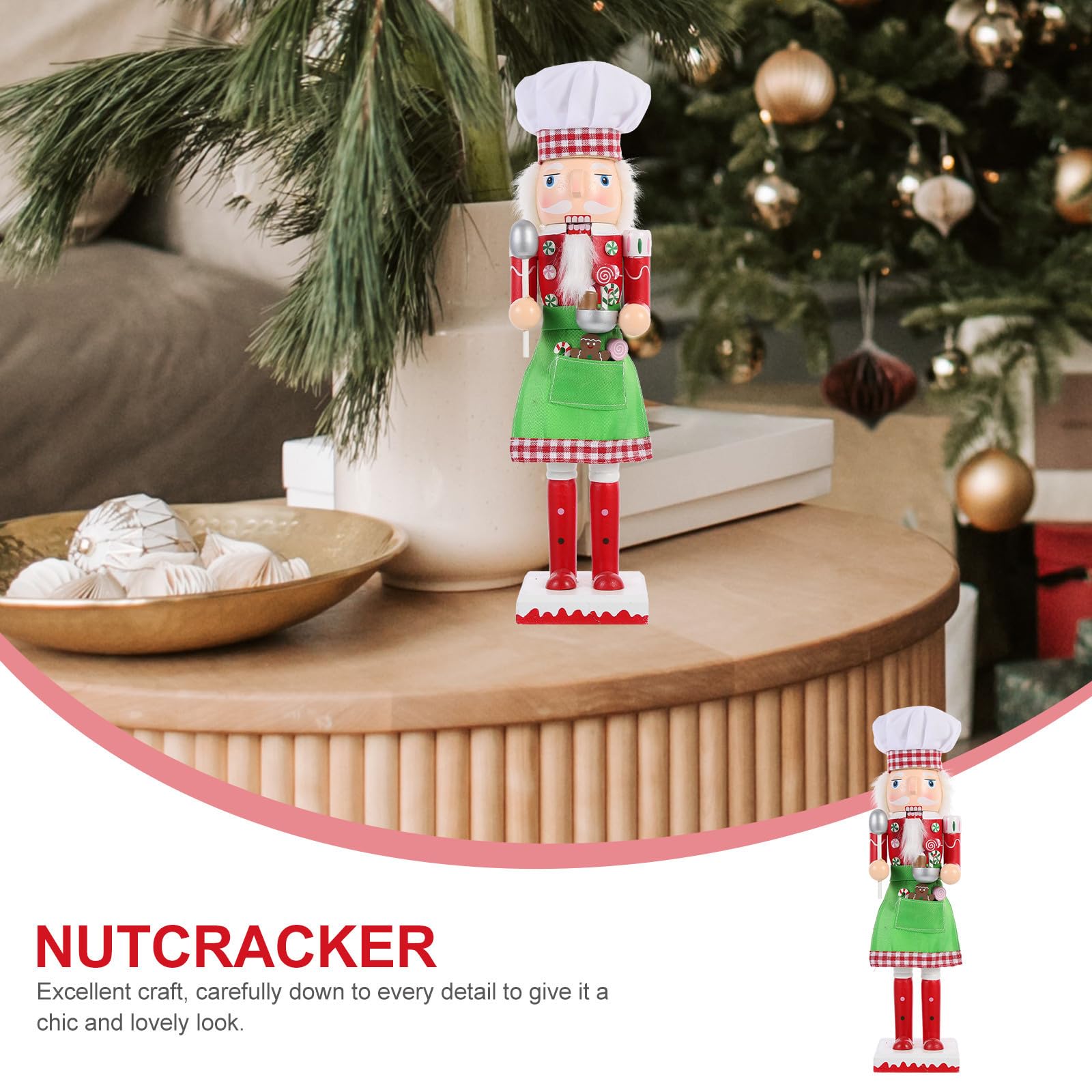 BESPORTBLE 3 Piezas Cascanueces de Escritorio Navideño de Madera Verde,