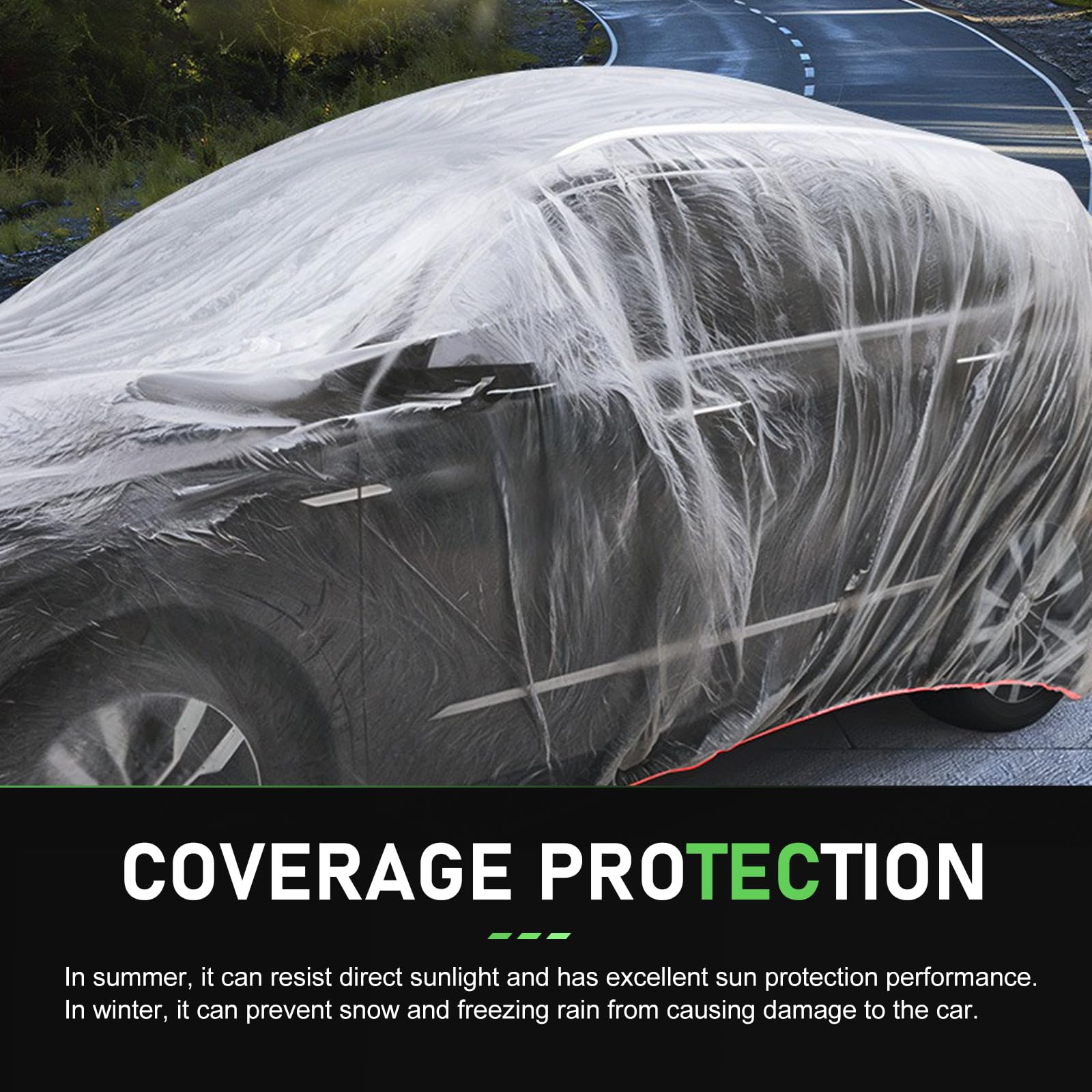 Qurbuns 4 PCS Disposable Car Covers 11 48Ft x 19 69Ft Clear Plastic Car Covers Dust and Rainproof — view 7