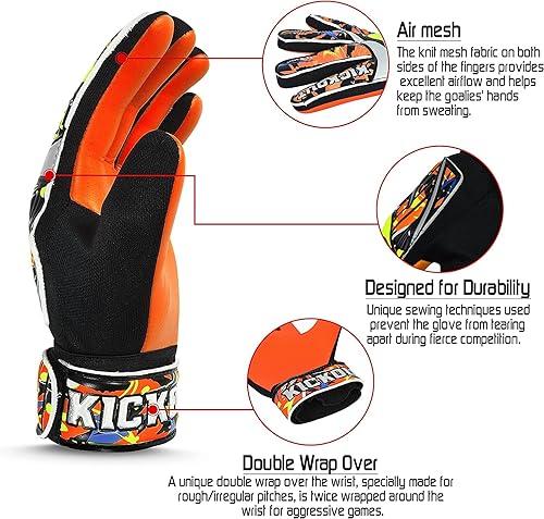 Miniatura 2 de Kickout Guantes de portero de fútbol prémium  Guantes de portero Funky con látex de 0.118 pulgadas para un gran agarre y protección