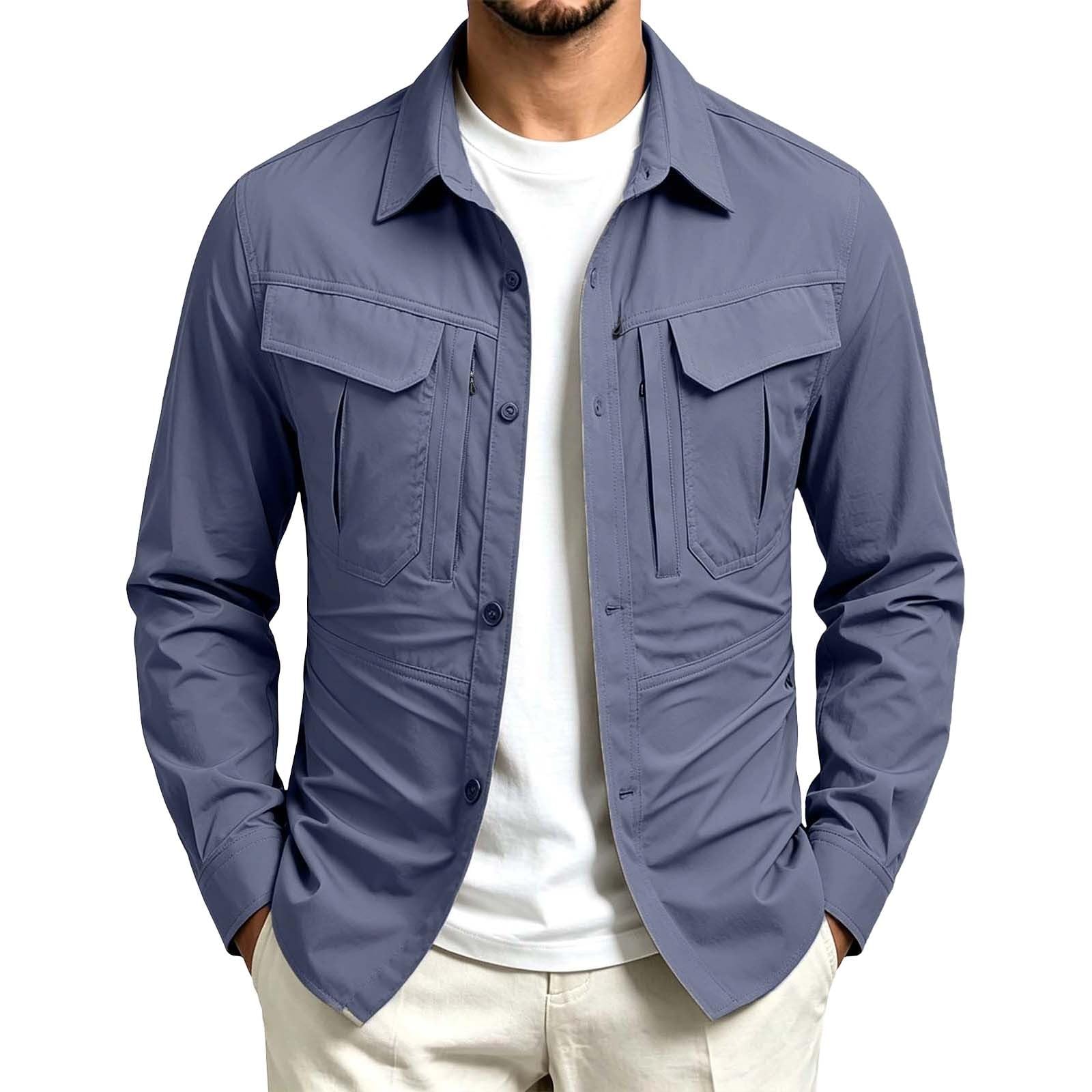 Camisa Trabajo para Hombre – Camisa Informal Manga Larga con Botones Corte Relajado, Estilo Urbano, Ideal para el Uso Diario.