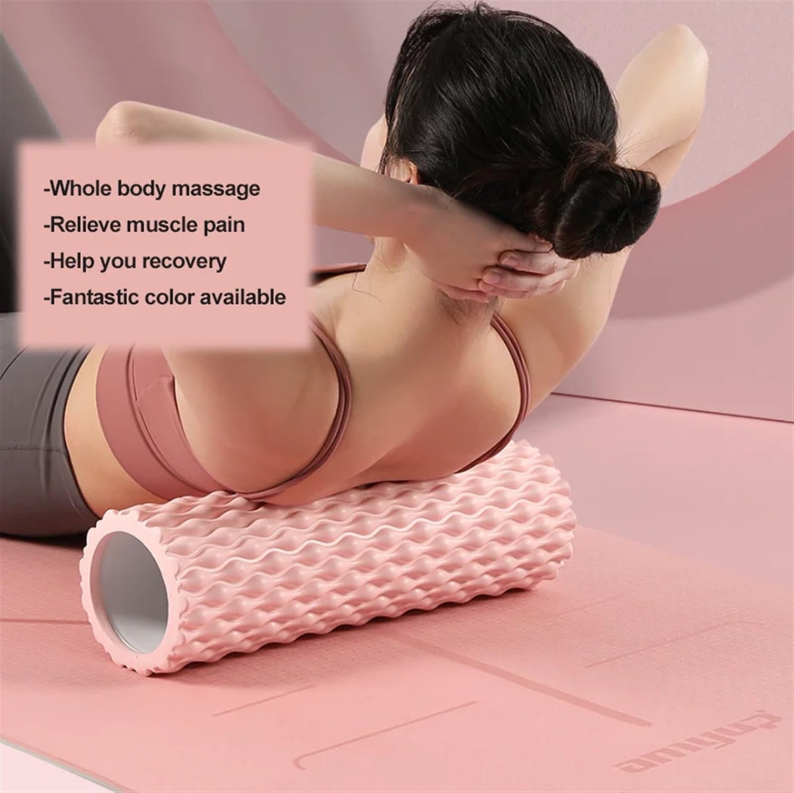 foam roller Rodillo De Espuma Yoga Puntos Masaje 3D Ejercicio Color Fantástico Alivio Del Dolor Relajación Muscular para Espalda Piernas y Yoga(Pink 45cm 13cm)
