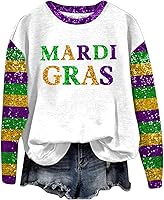 Vista 1 de Sudadera de Mardi Gras para mujer, ropa para el día del desfile de Nueva Orleans, divertida sudadera con capucha con cuello redondo y capucha