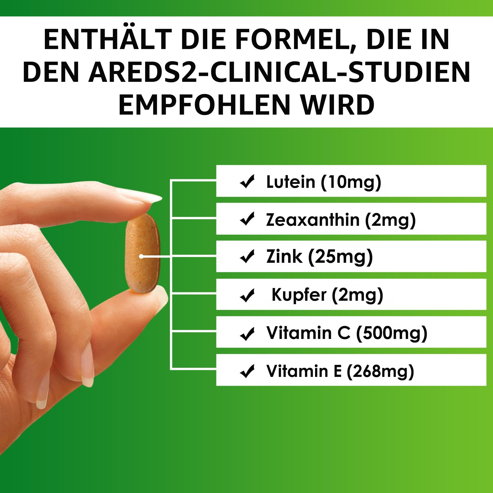 Vision Defender AMD AREDS2 Augenvitamine – Exakte AREDS 2-Formel mit Lutein und Zeaxanthin, Vitamin C und E, Zink 25 mg und Kupfer – 90 vegane Tabletten, 1x täglich zur Unterstützung der Sehkraft