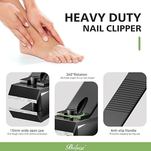 Miniatura 10 de BALUCA Cortaúñas de hoja recta resistente para uñas gruesas de los pies, cortaúñas profesionales de acero inoxidable para uñas de los pies,