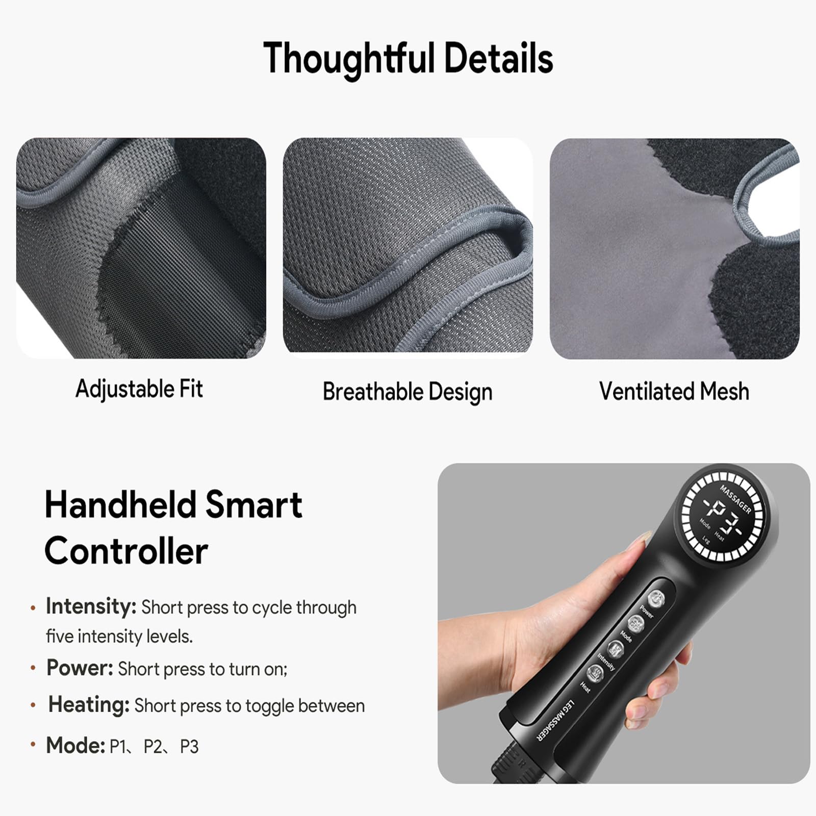 Masajeador de Piernas, Botas Presoterapia Piernas con Compresión Aire, Circulación Sanguínea, Alivio del Dolor y Relajación Muscular, Ideal para Masaje de Pies, Piernas, Pantorrillas y Muslos
