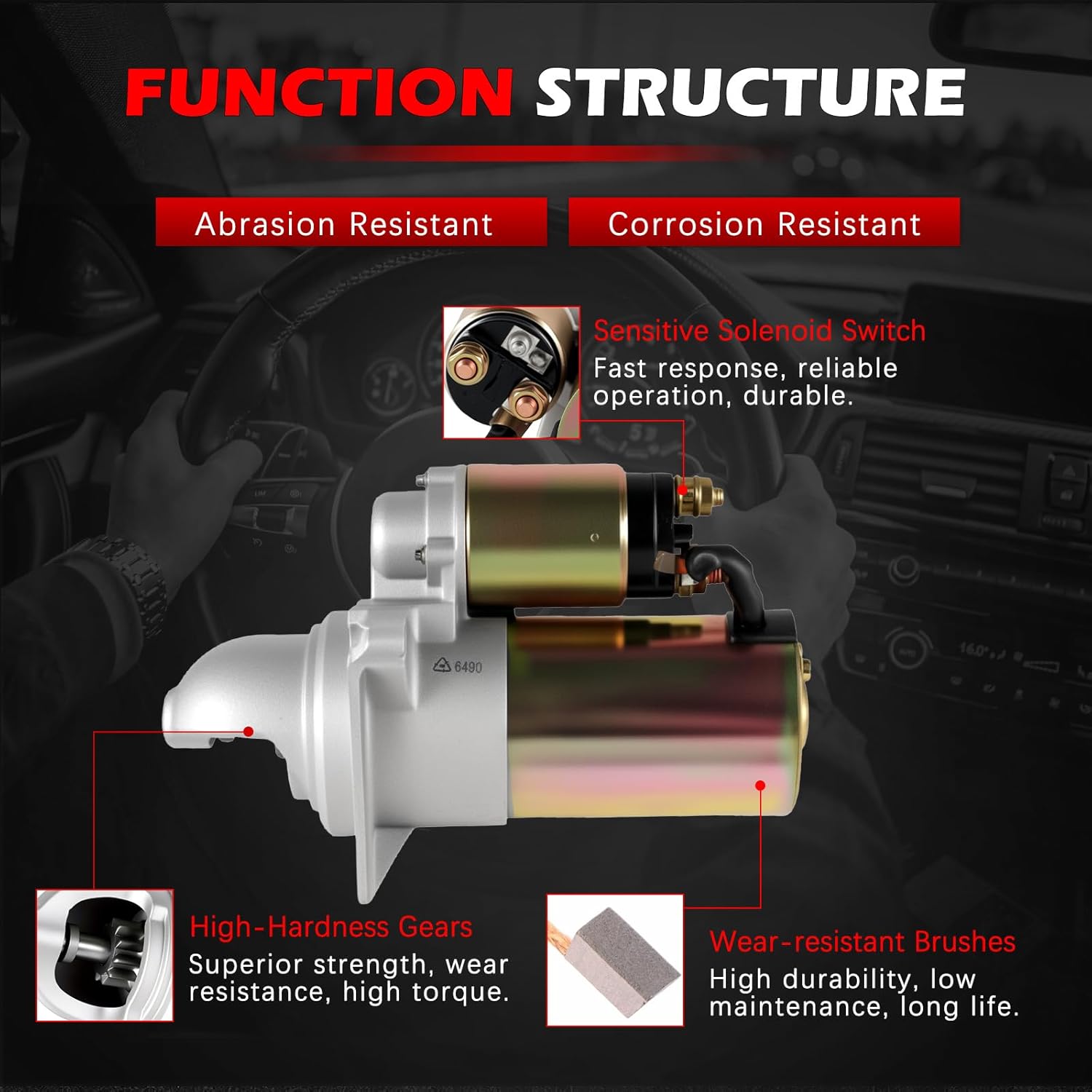Starter 3.5L 2.8L 89017557 Fit for Colorado Canyon 2004-2006, 4.2L for Rainier 04-05 for Trailblazer Envoy 02-05, Start Motor 12V 1.2KW 11T Replace 336-2100 336-2100 Replace 3361930 112905