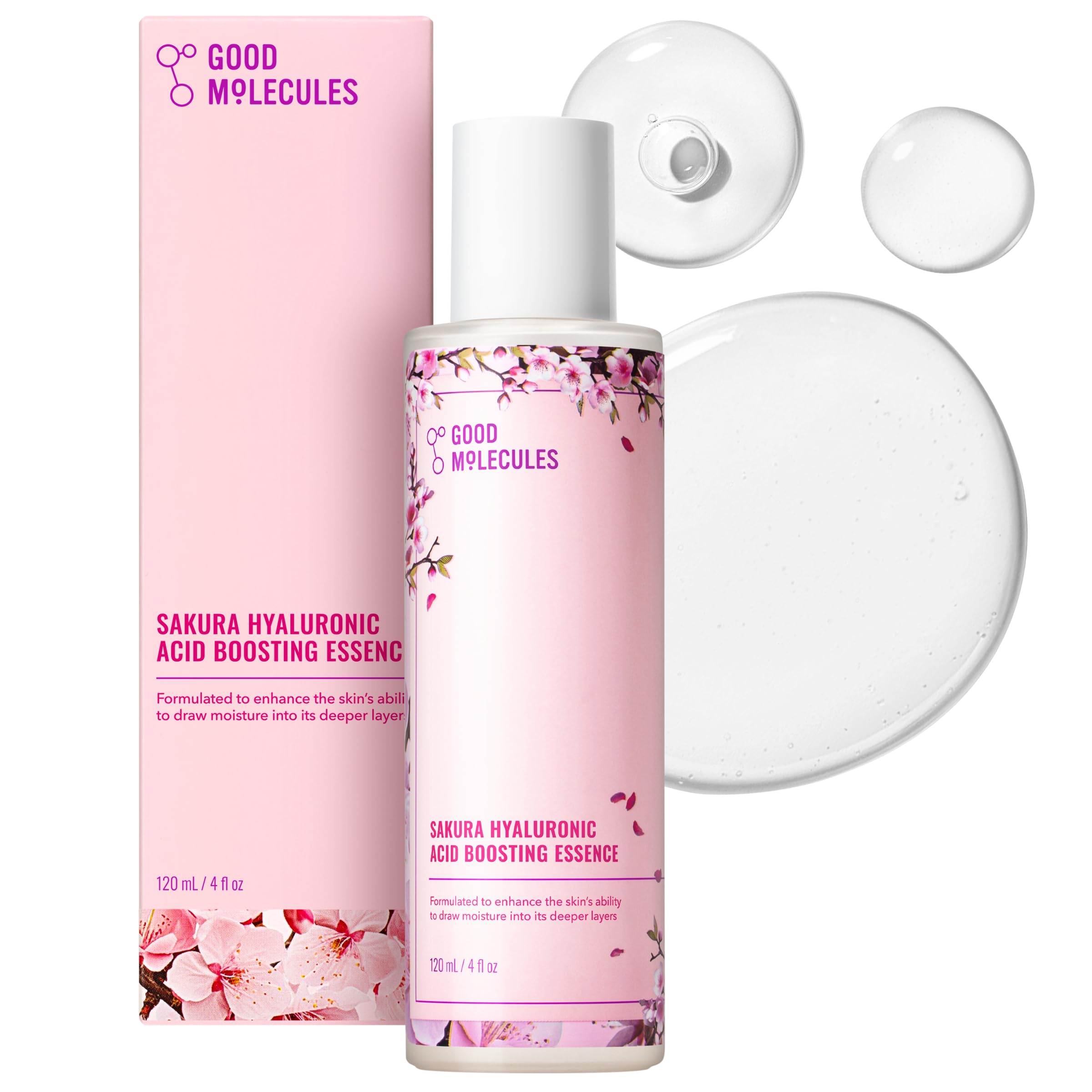 Good Molecules Sakura Hyaluronic Acid Boosting Essence, 4 fl oz | Hydrating essence with sakura extract and hyaluronic acid to prep and plump the look of skin. Layers under serums.