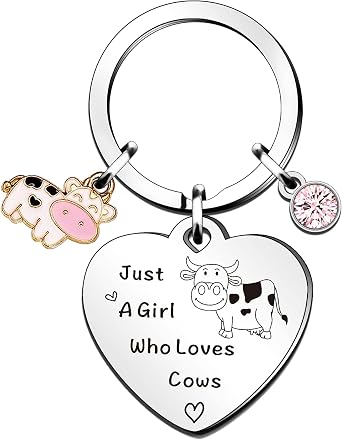 Cow Keychain Cowgirl Gifts Keyring - Cow Keychains Cow Keychain Accessories Cow Print سلسلة المفاتيح Cute Cow Girls Stuff Keyring Jewelry for Women Bag Purse Wallet حقائب الظهر