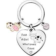 Cow Keychain Cowgirl Gifts Keyring - Cow Keychains Cow Keychain Accessories Cow Print Key Chain Cute Cow Girls Stuff Keyring Jewelry for Women Cow Lovers, White, One Size