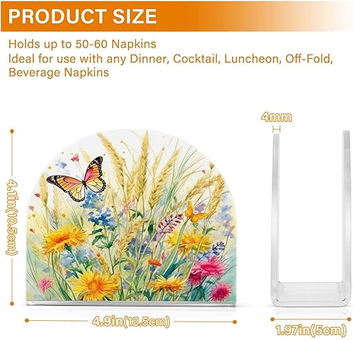 Miniatura 3 de Napkin Holder Rustic Wildflowers Butterfly Napkin Holders for Tables, Clear Acrylic Napkin Holders Cocktail Napkin Holder for Kitchen Restaurant Bar