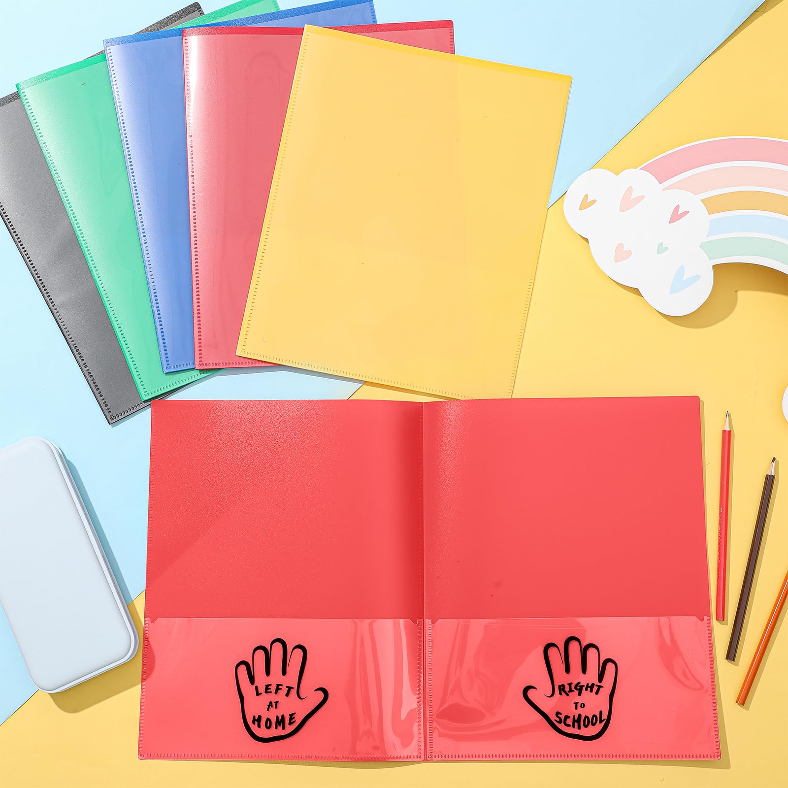 Henoyso Ordner für Schule zu Hause, mit Tasche, Kunststoff, robuste Klemmbrettmappe mit transparenter Vordertasche, Hausaufgaben, für Schule, Studenten, Eltern, Lehrer, Kommunikation, 72 Stück (rot)