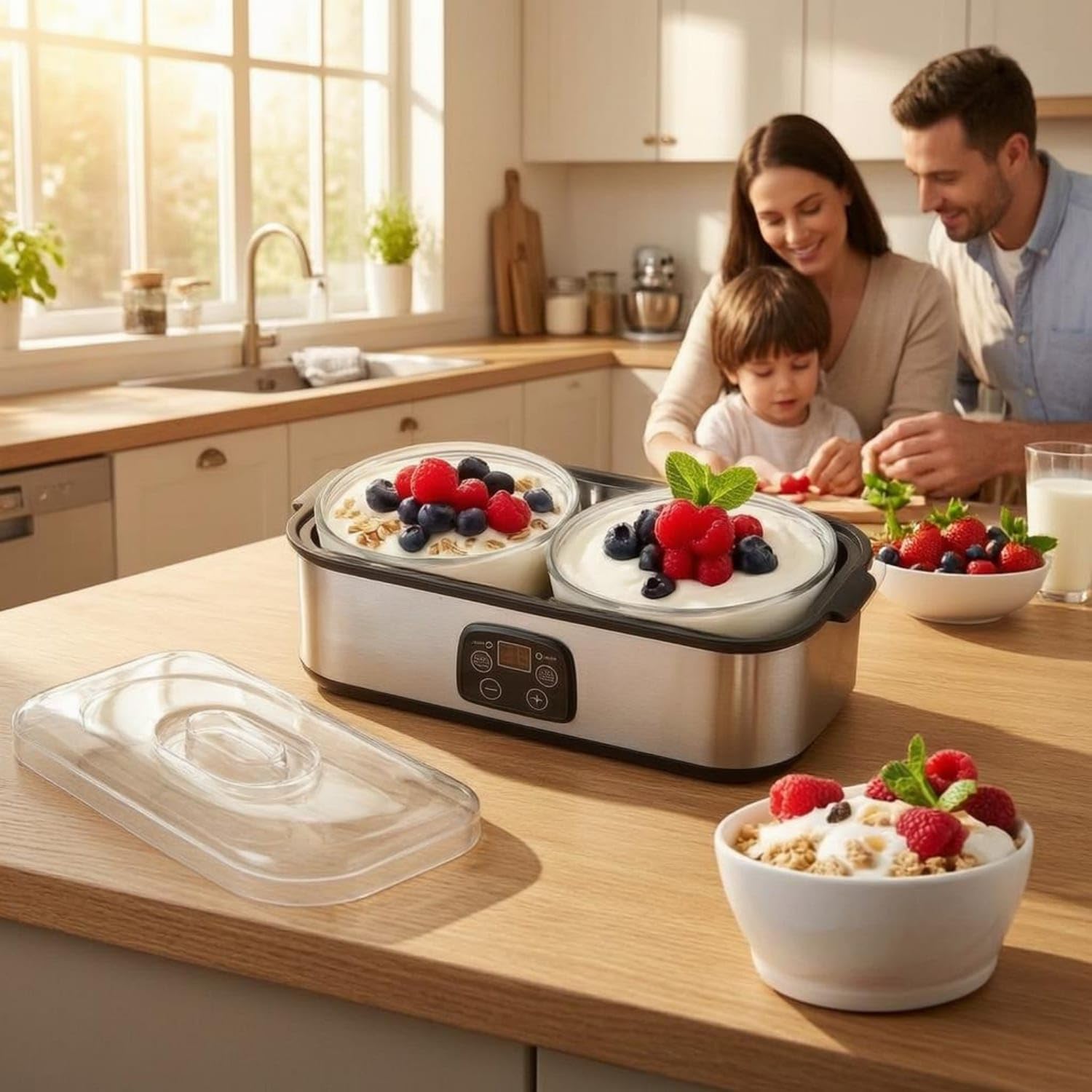 Clear Cover Countertop Yogurt Maker Side Handles Digita | Clear Cover Countertop Yogurt Maker Side Handles Digital 110V/220V Us Plug-image-10