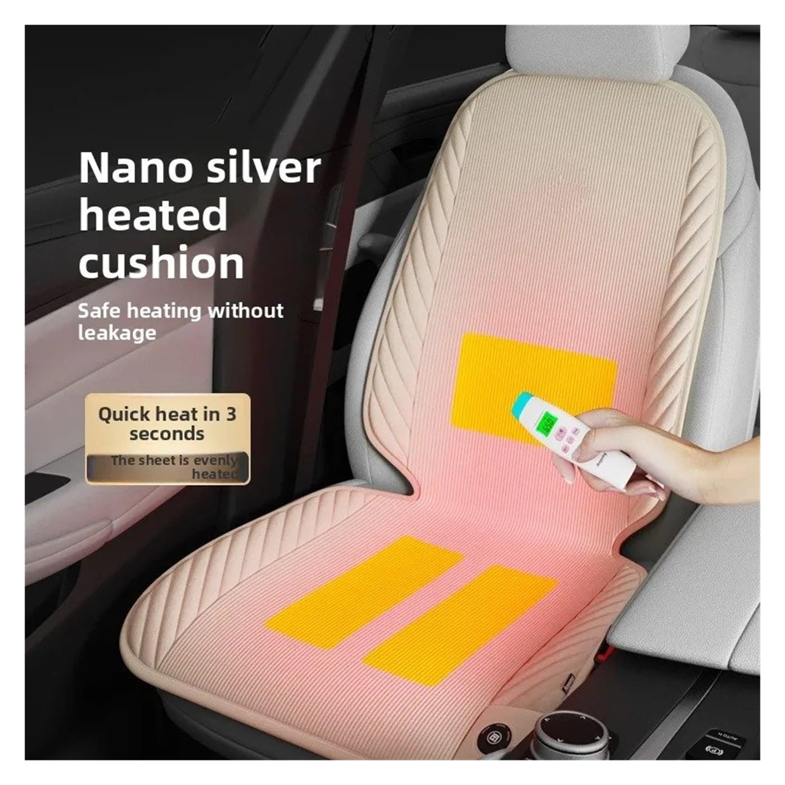 Fundas Asientos Coche Funda Asiento Coche con Calefacción Alimentada por Encendedor Cigarrillos 12V 5 Motores Zona Dual Calentamiento Rápido Cojín Universal Asiento Coche Juego(Black Seat)