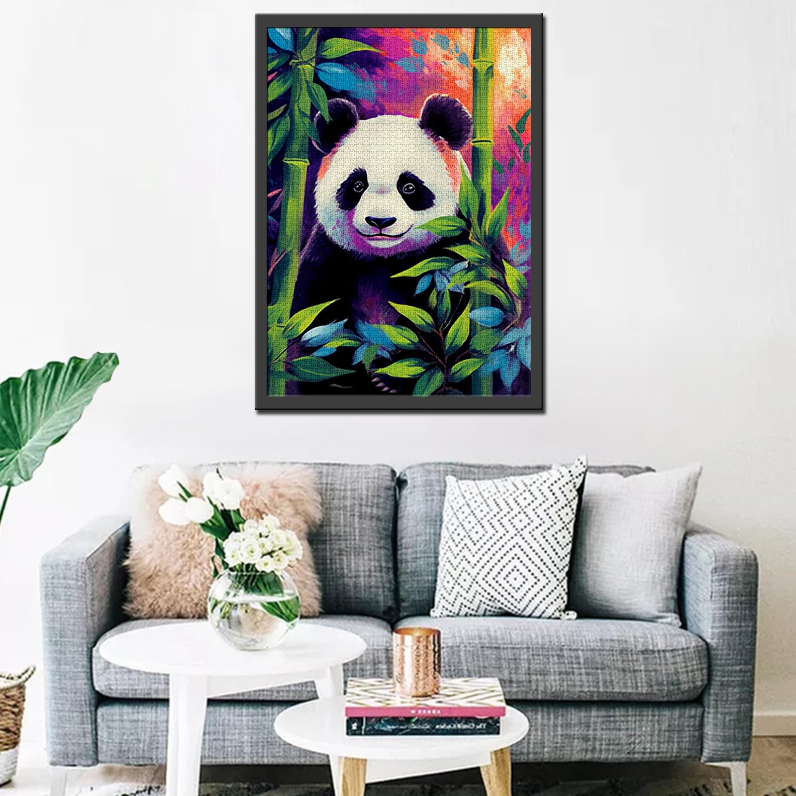 Puzzle De 1000 Piezas De Panda Y Flores, 70x50 Cm, Rompecabezas Premium Para Adultos, Desafío Mental Y Decorativo