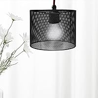 Vista 4 de Pantalla de lámpara de tambor de metal E27, sombra hueca de sombra de luz con clip en bombilla de repuesto para lámpara de pared E14 mesa de pie