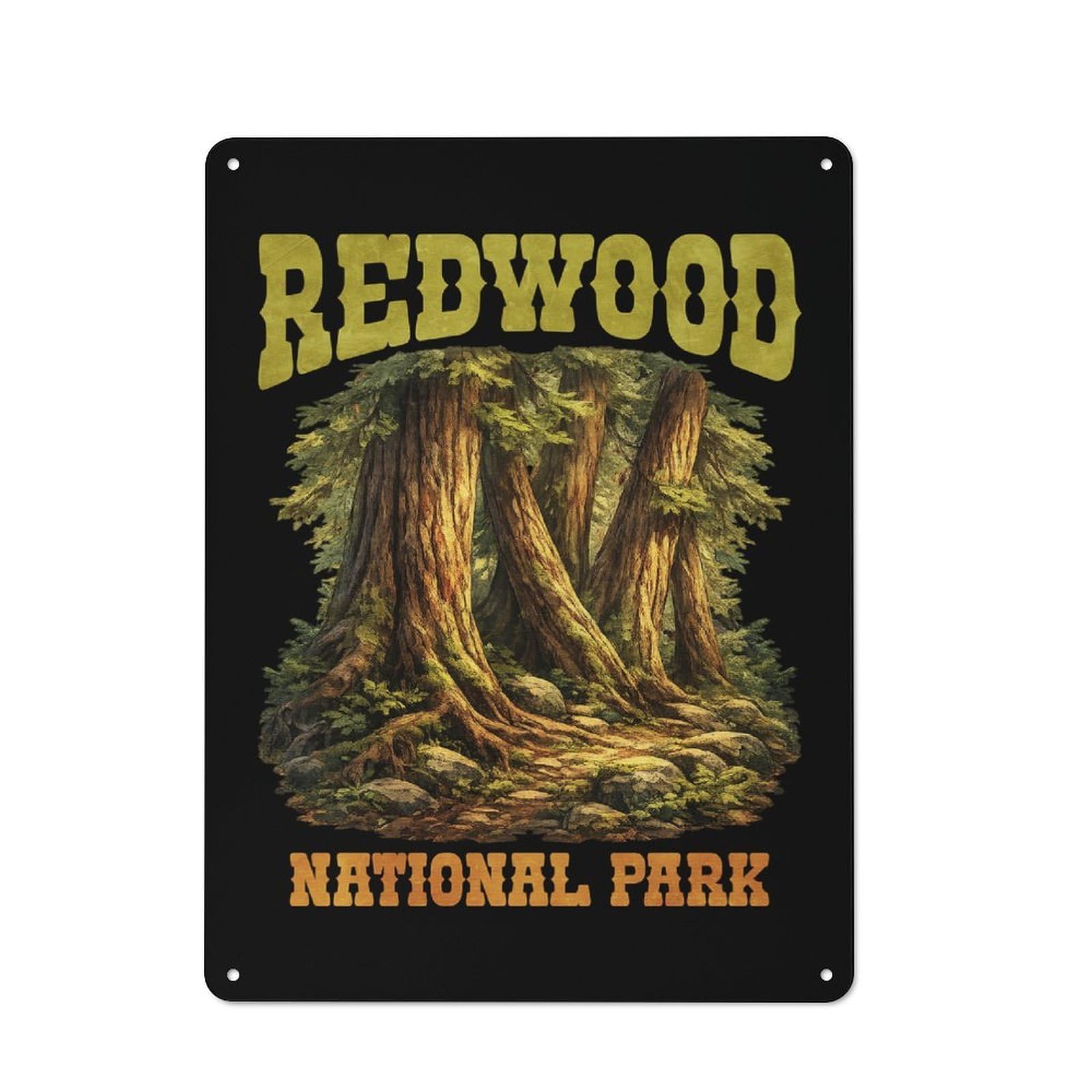 Junmoney Style-17 Workshop Style Redwood National Park Vintage Decorative Metal Plaque 40X30cm, Shed Wall Plaque For Tool Room, Garage, Studio Or Home Bar