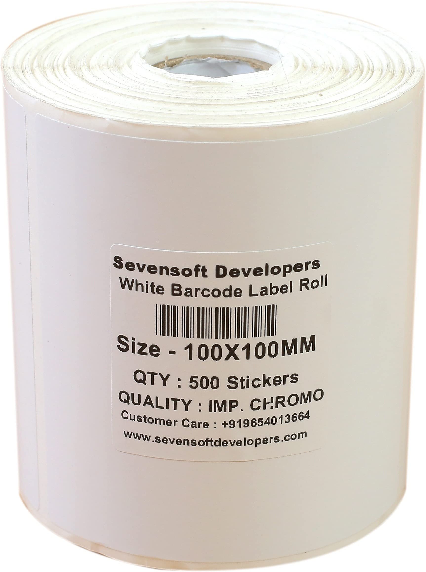 100X100MM Barcode Label (4X4 INCH) Self-Adhesive Paper Label Shipping Ribbon, stiker tag (White) - 500 Labels, Stickers per Roll