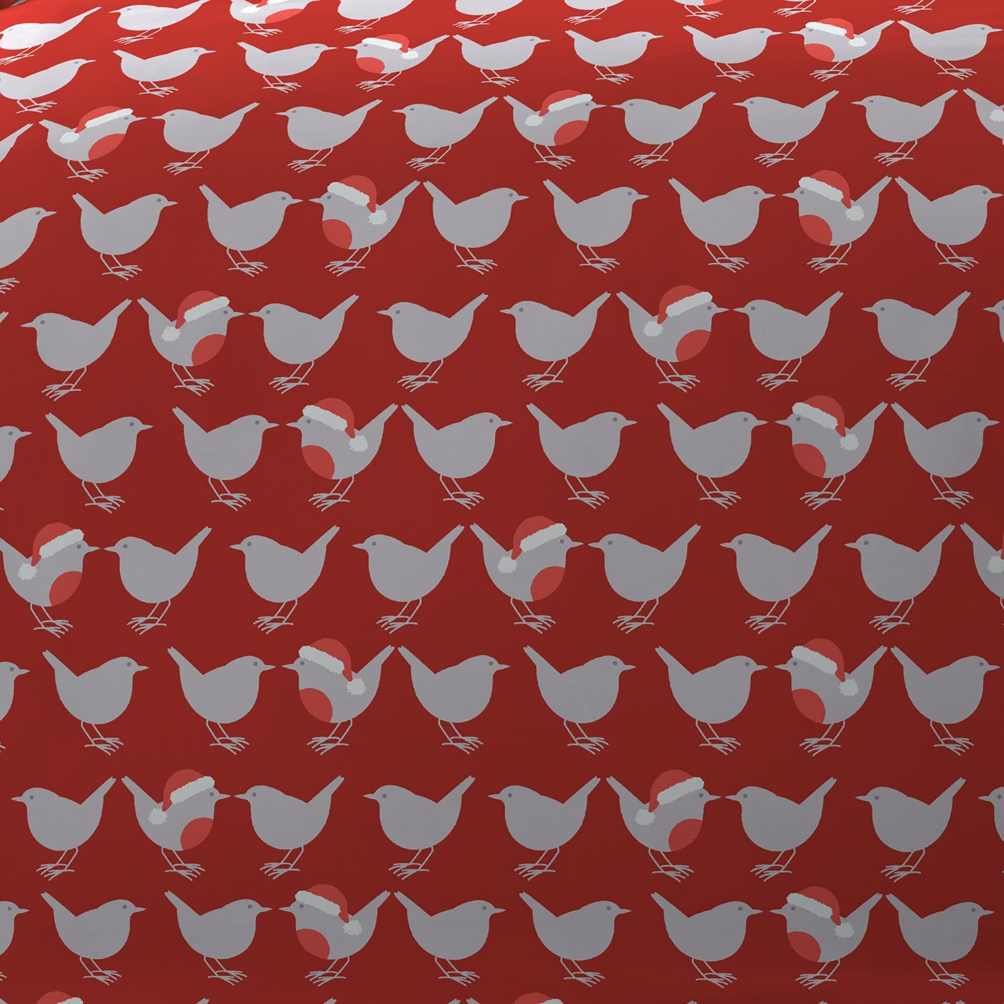 Fusion - Christmas Red Robin Duvet Cover - Double Bedding Size (200 x 200cm) - Reversible (2 Colours) - 2x Pillowcases Included - Red Robin Bird Duvet Cover - Christmas Bedding in Red & White - Image 3