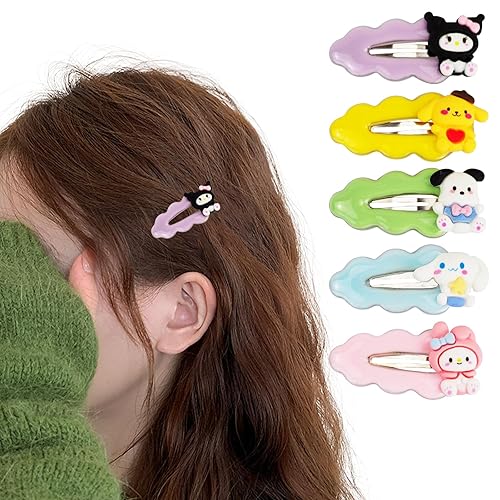 Miniatura 1 de Linda horquilla de anime de dibujos animados, 5 piezas, pinzas para el pelo kawaii para niñas y damas, juego de horquillas, pinzas para el pelo con
