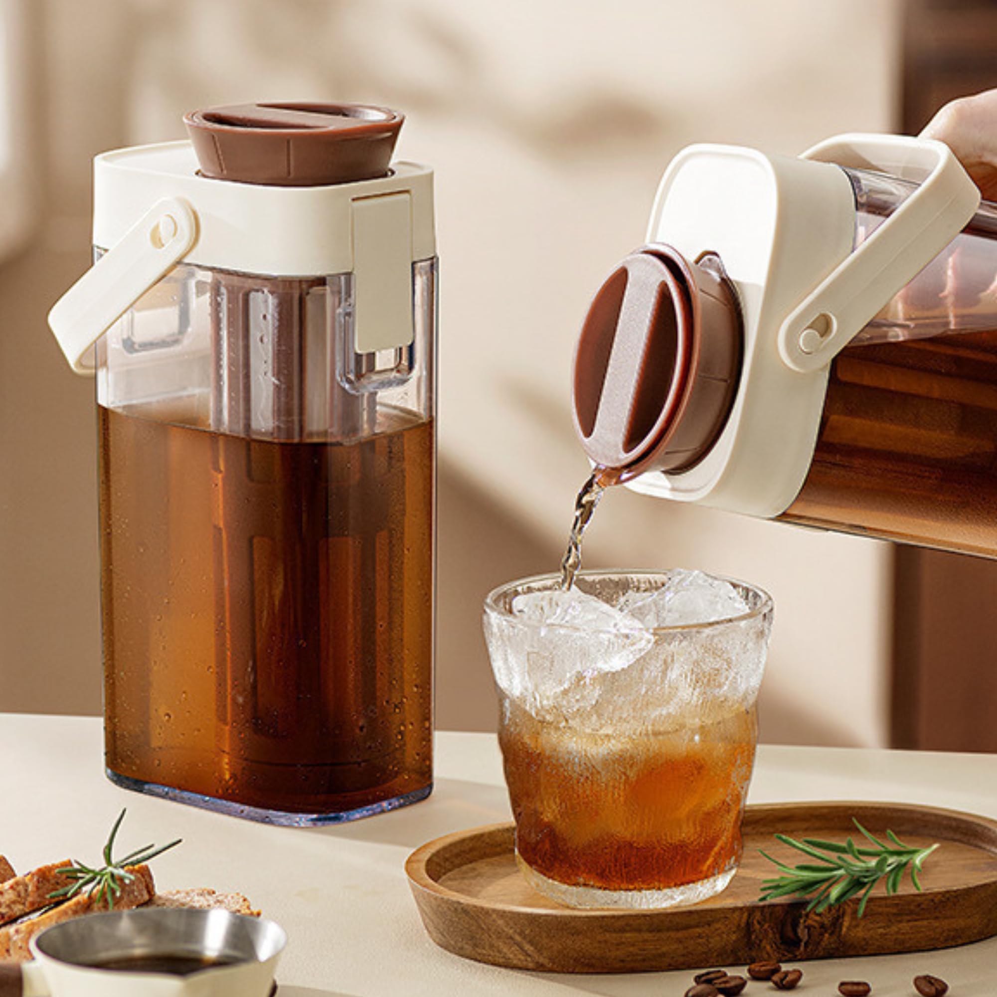 JanYoo Cold Brew Kaffeebereiter 1000ml, Cold Brew Coffee Maker mit Feinstfilter, Kaltgebrüh-Kaffeemaschine Tragbar für Eiskaffee, Eistee, Saft