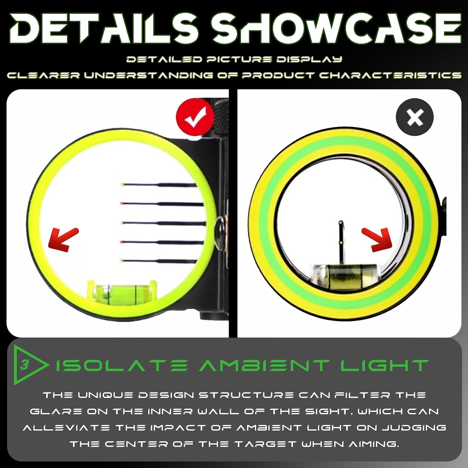 Precise Compound Bow Sight - 5-Pin Bow Sights for Compound Bows, 0.019" Pins CNC Aluminum, Anti-Glare Design‌ for Right Hand Hunters Outdoor Hunting