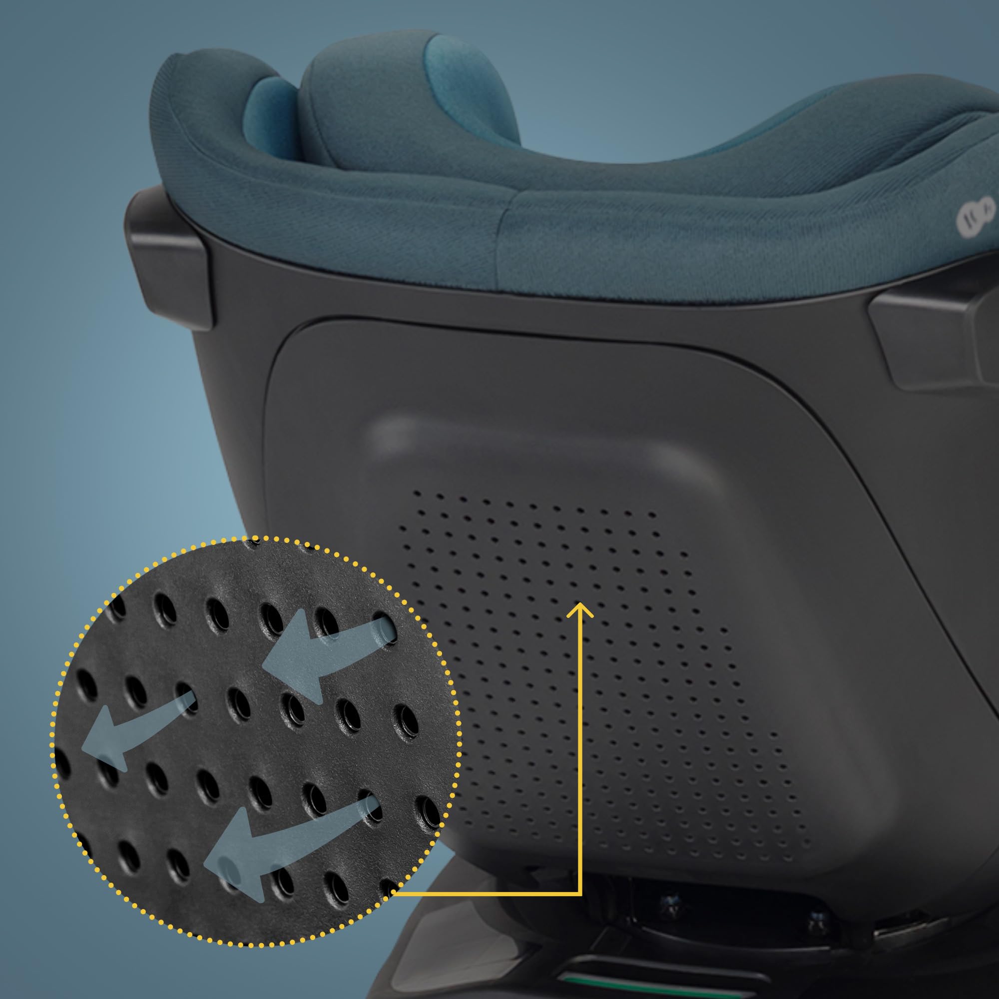 Kinderkraft I-GUARD i-size 40-105 cm Kindersitz mit Isofix base und Stützfuß, speziellen Sicherheitssystemen, Reboarder 360 grad drehbar, Reclining, Kopfstütze mit einer Hand einstellen, Grau