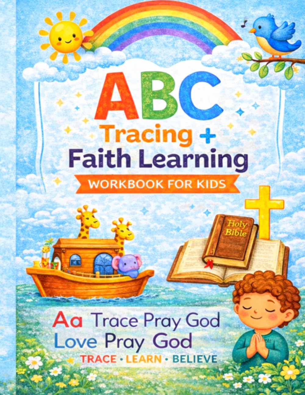 ABC Tracing + Faith Learning Workbook for Kids: Learn Letters, Bible Words, Tracing and Writing Practice for Early Learners