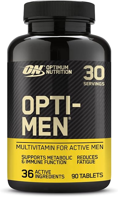 Optimum Nutrition Opti-Men, Suplemento Multivitamínico, Multivitaminas y Minerales para Hombres con BCAA, Glutamina, Vitamina C, Zinc y Magnesio, Sin Sabor, 30 Porciones, 90 Cápsulas