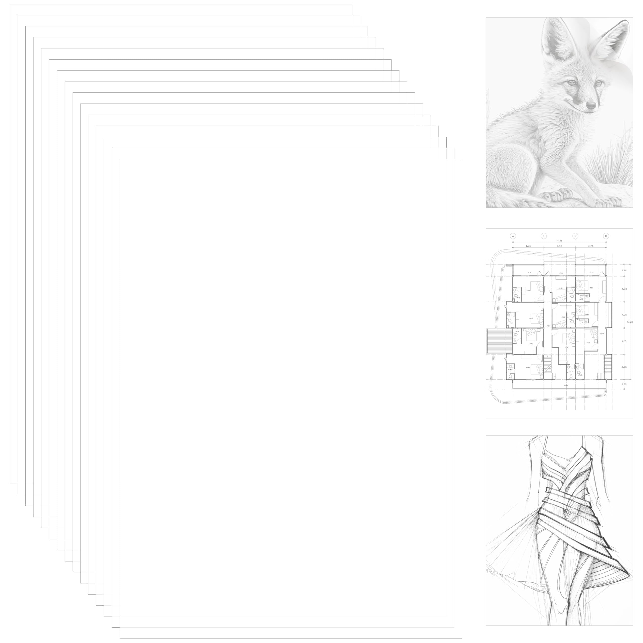 Belle Vous Tracing Paper A4 Sized (100 Pack) - Vellum Paper for Wedding Invitation, Tracing and Sewing Patterns - Transparent Drawing/ketching Paper