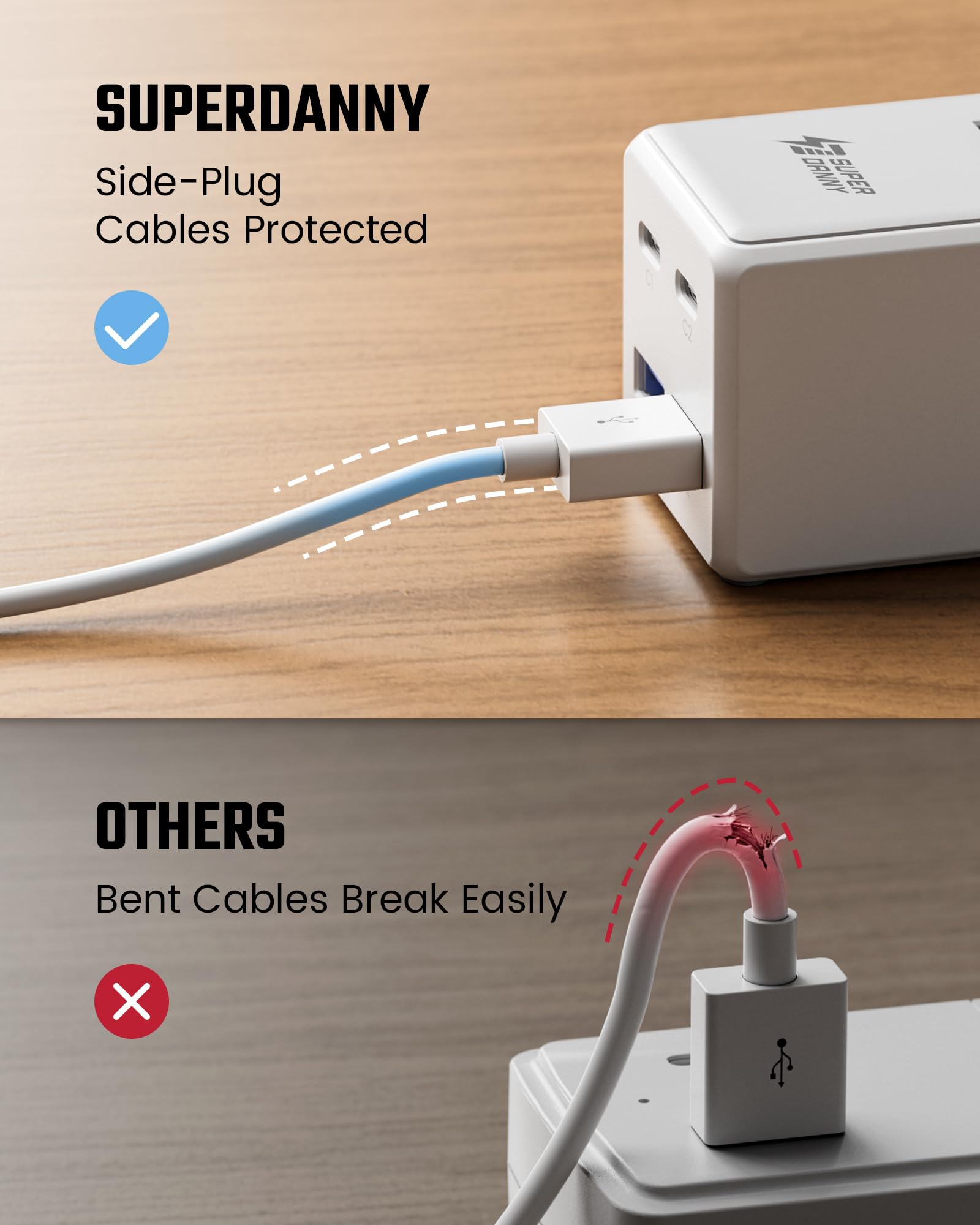 Prolunga da 3,8 m con diverse prese, prolunga lunga con 6 prese, 4 porte USB (2 USB C), banda di alimentazione per la casa, forniture per ufficio, articoli essenziali per