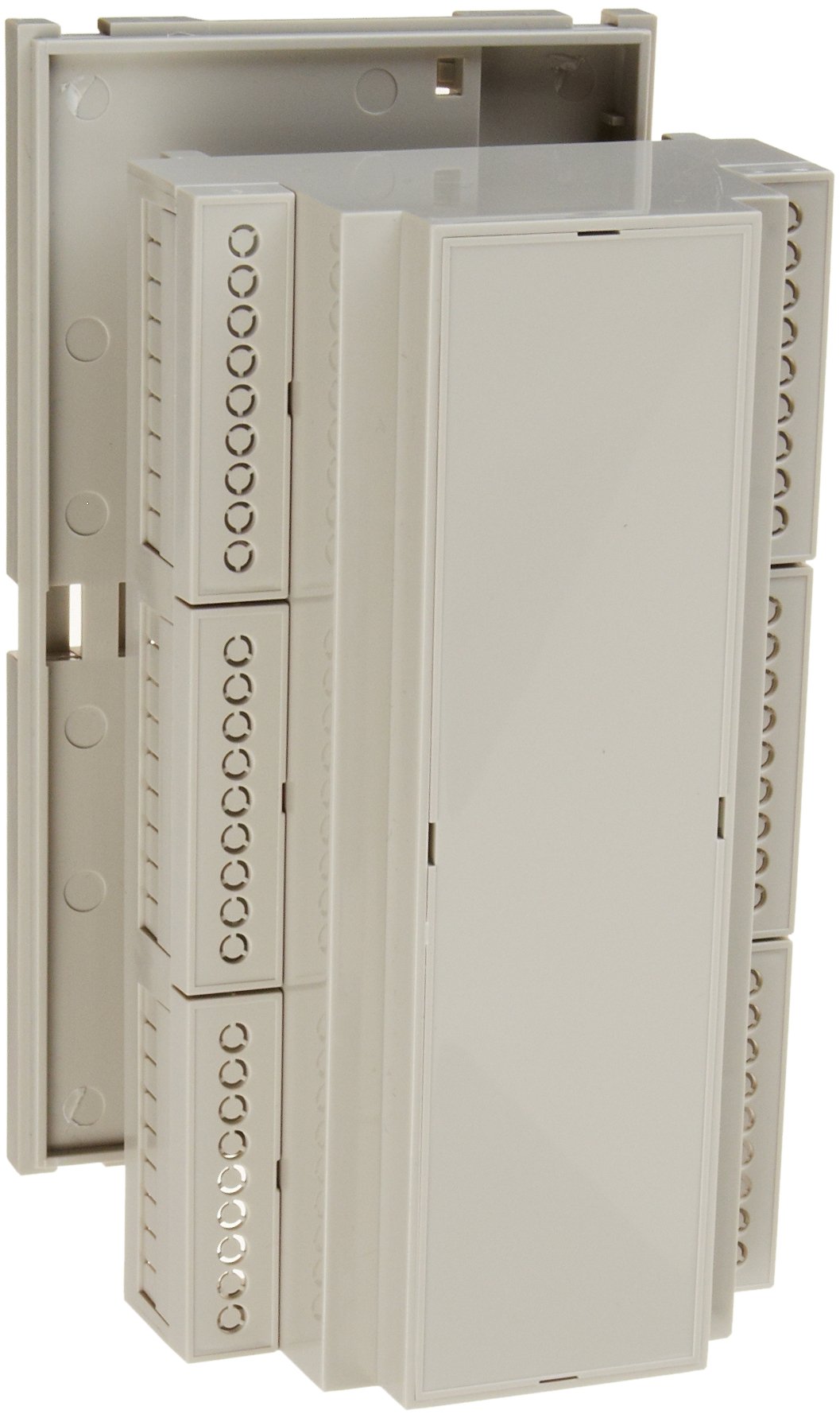 BUD Industries DMB-4774 Plastic DIN Rail Mount Multi Board Box, 6-17/64" Length x 3-35/64" Width x 2-1/4" Height, Light Gray Finish