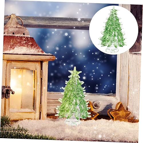 Miniatura 7 de Mini figura de árbol de Navidad, decoración de escritorio de cristal para alegría, diseño de árbol de Navidad iluminado para decoración festiva